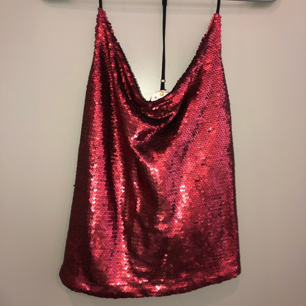 sequins red tank